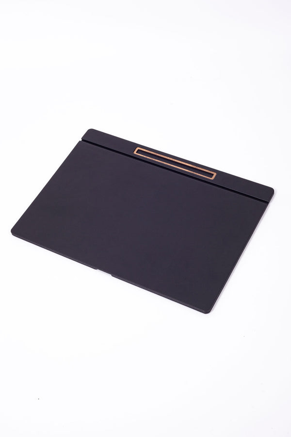 Leather Covered Desk Desk Plain Black Wood Detailed 50x35cm